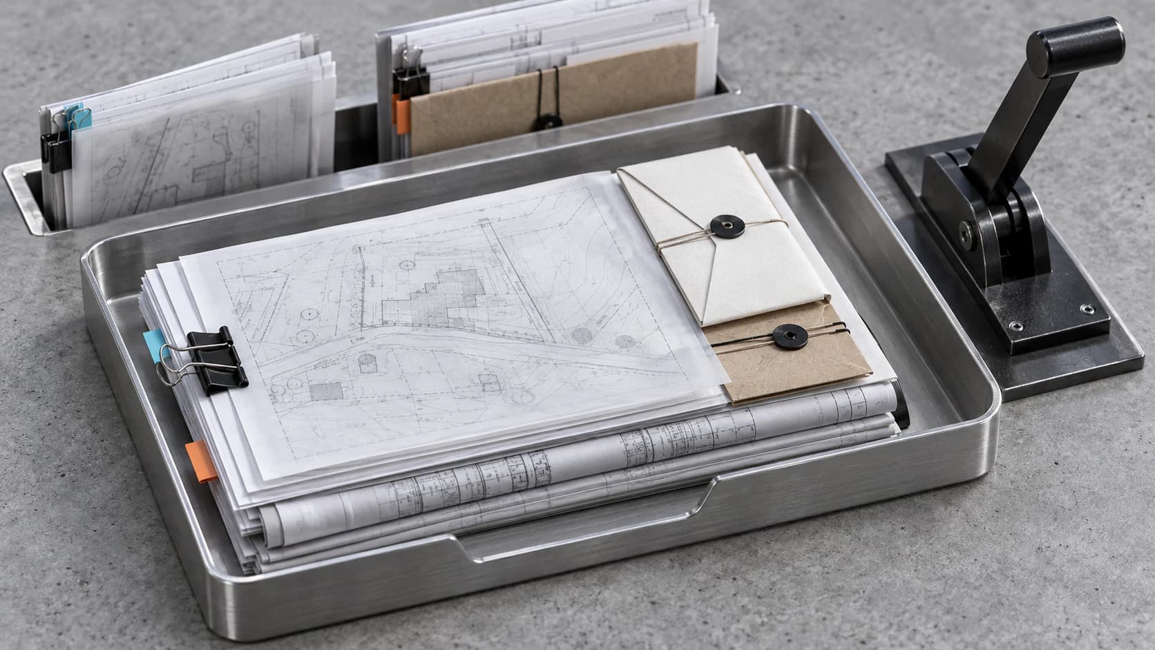 A development team coordinating a permit application, plan set, exhibits, and supporting records
